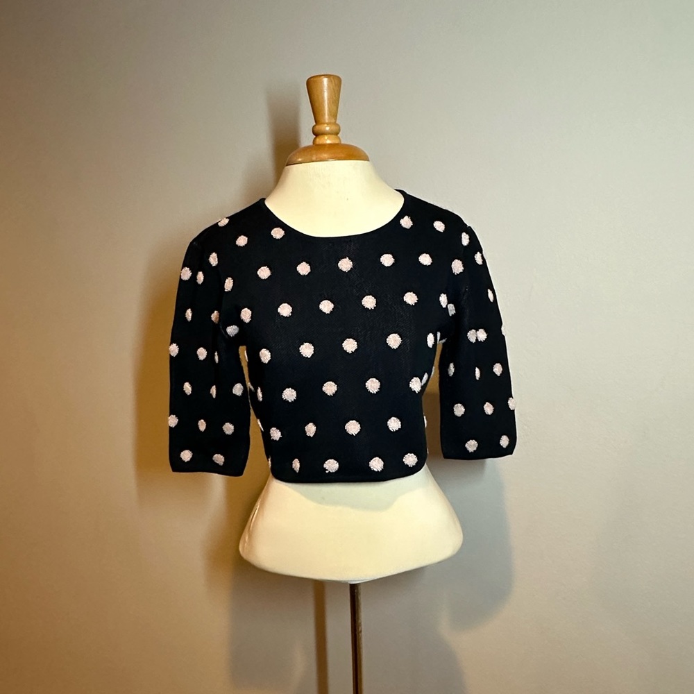 BCBG Aryen polka dot crop top